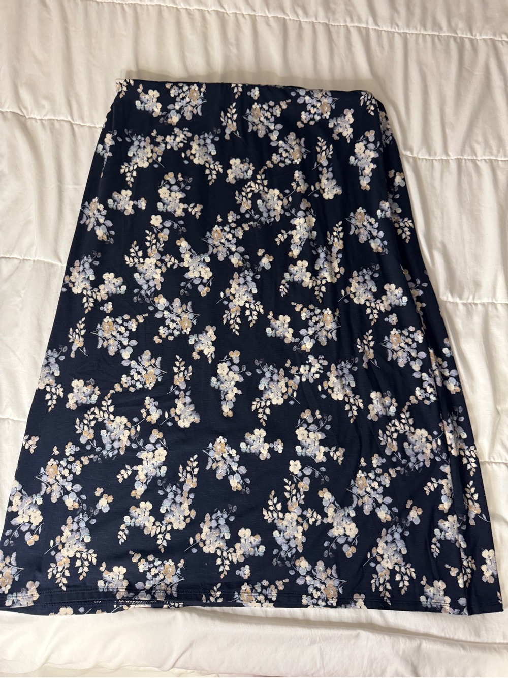 Navy Floral Midi Skirt
